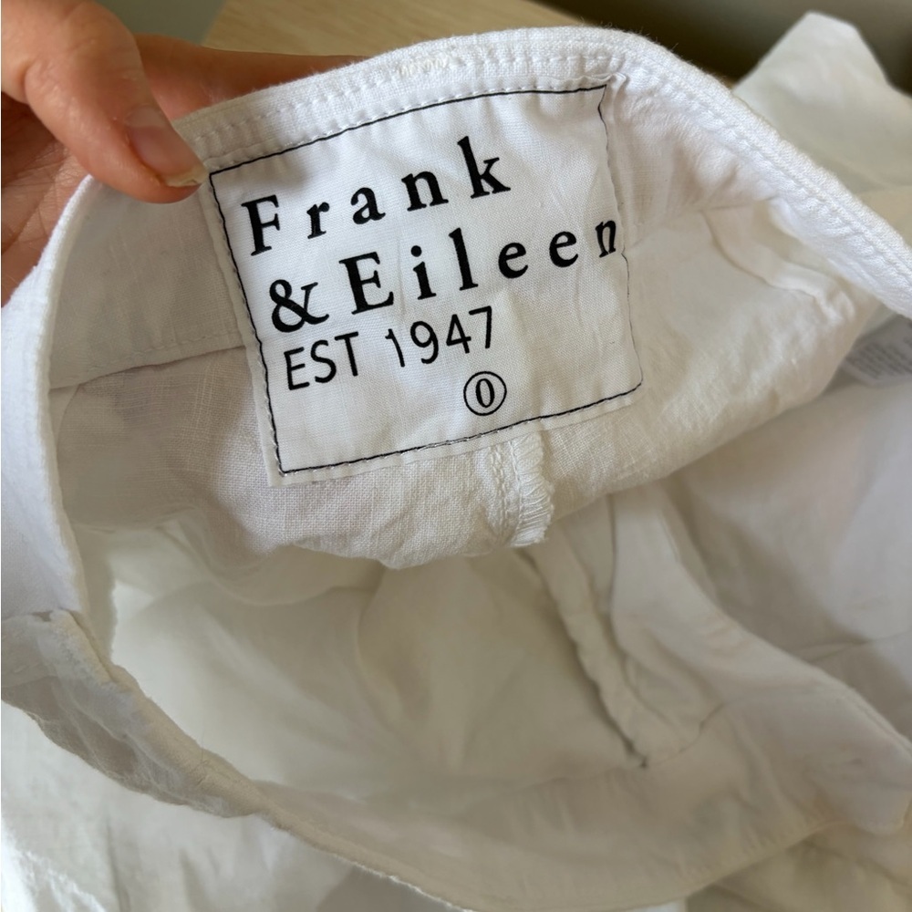 Frank & Eileen Kinsale Cotton Linen Pant White Size 0 Classic Minimalist Trouser - Picture 7 of 11